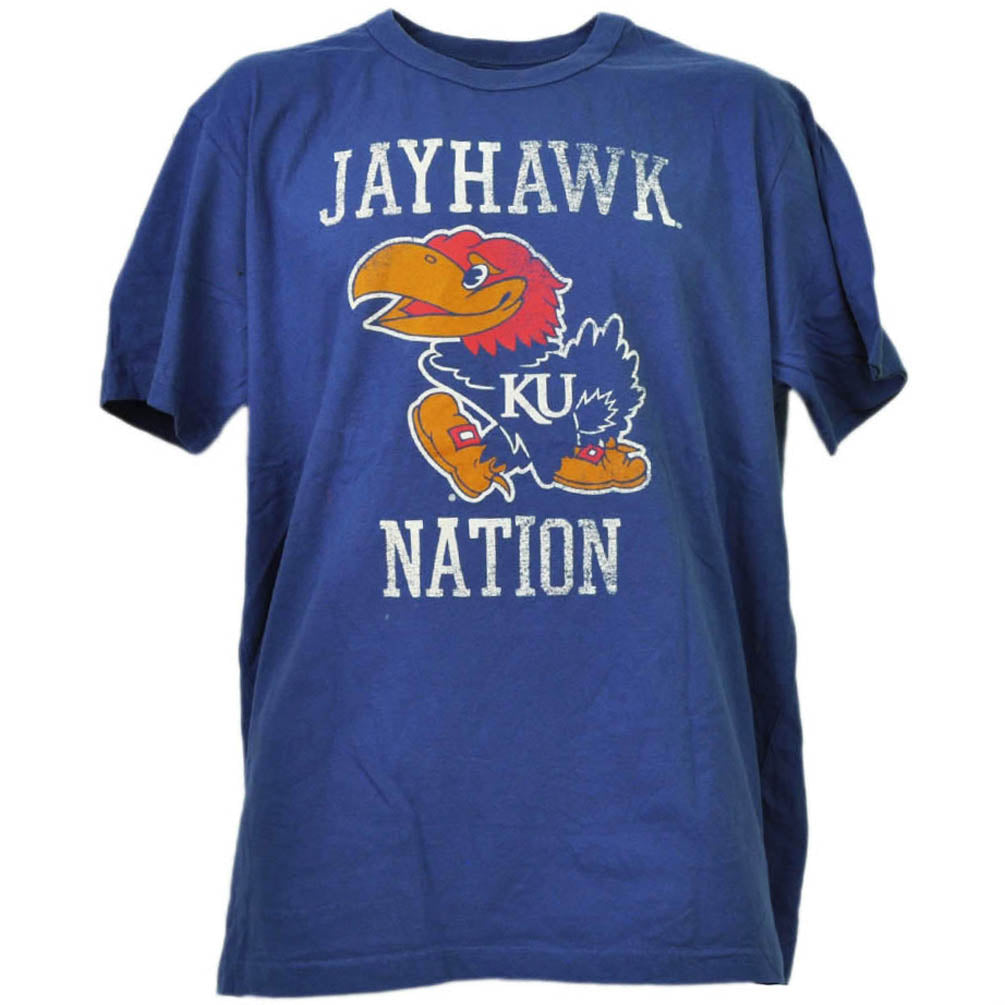 NCAA Kansas Jayhawks Nation Short Sleeve Blue Mens Tshirt Tee Crew Neck Sports