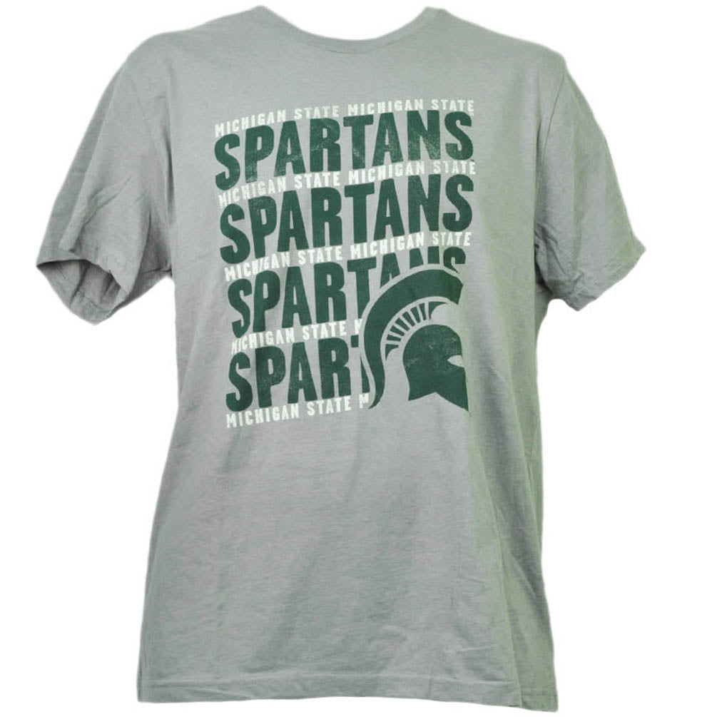 NCAA Michigan State Spartans Repeat Logo Gray Mens Tshirt Tee Sports