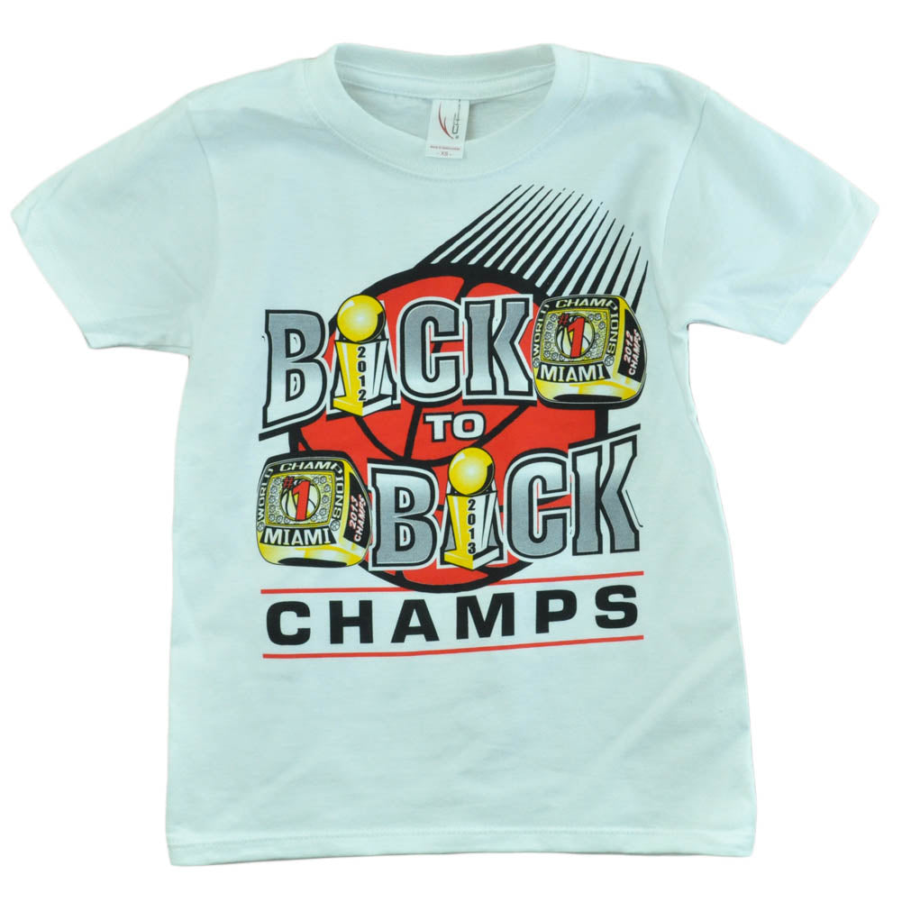 NBA Miami Heat Back To Back 2012 2013 Champions Youth Kids Tshirt Tee XSmall