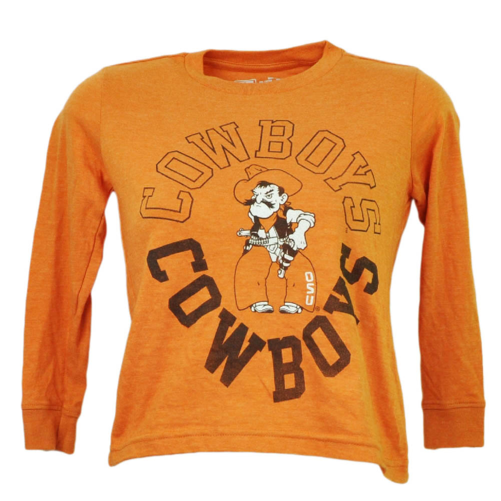 NCAA Oklahoma State Cowboys OSU Kids Boy Long Sleeve Orange Crew Neck Sports