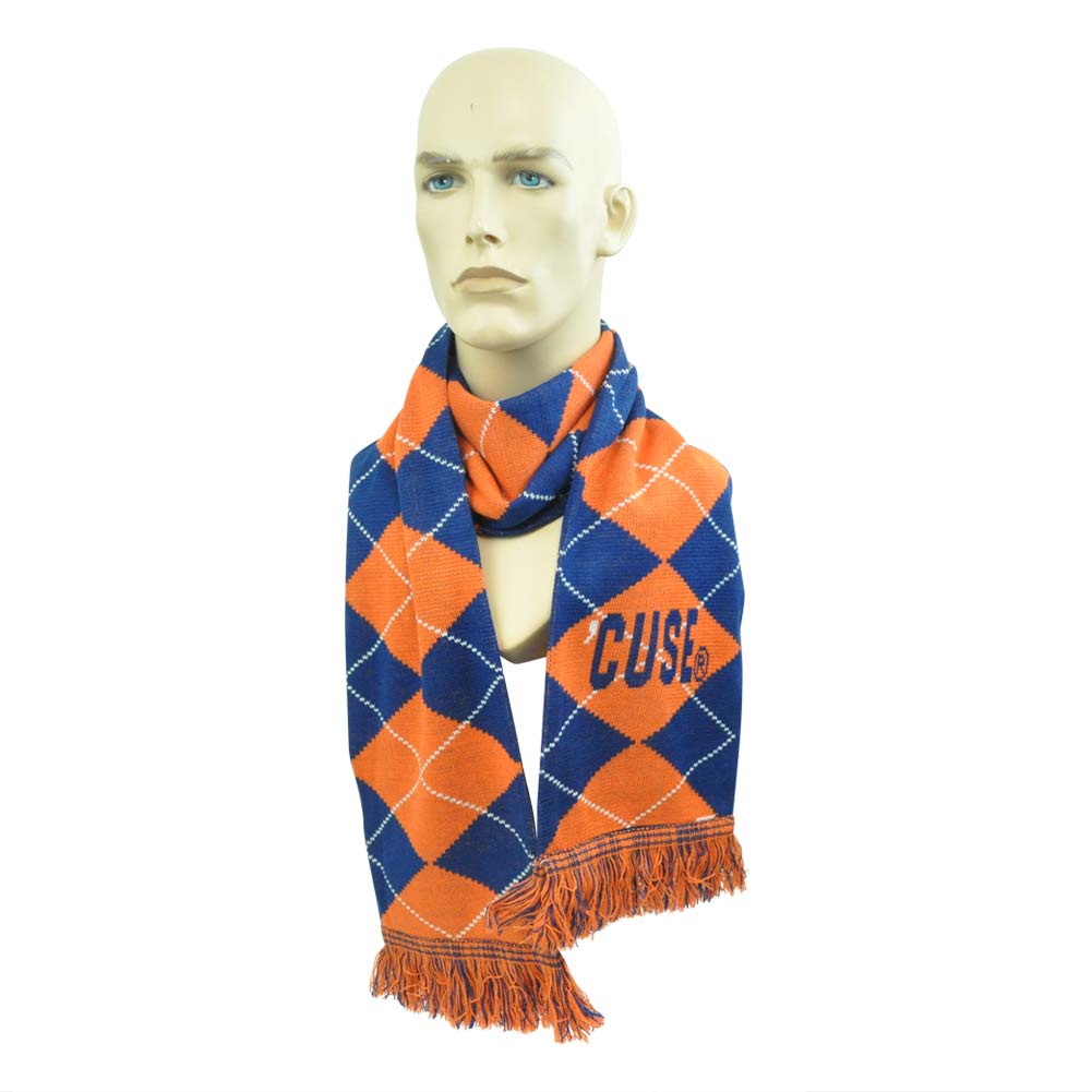 NCAA Syracuse Orange Cuse School Spirit Two Sided Blue Orange Scarf Wrap Argyle