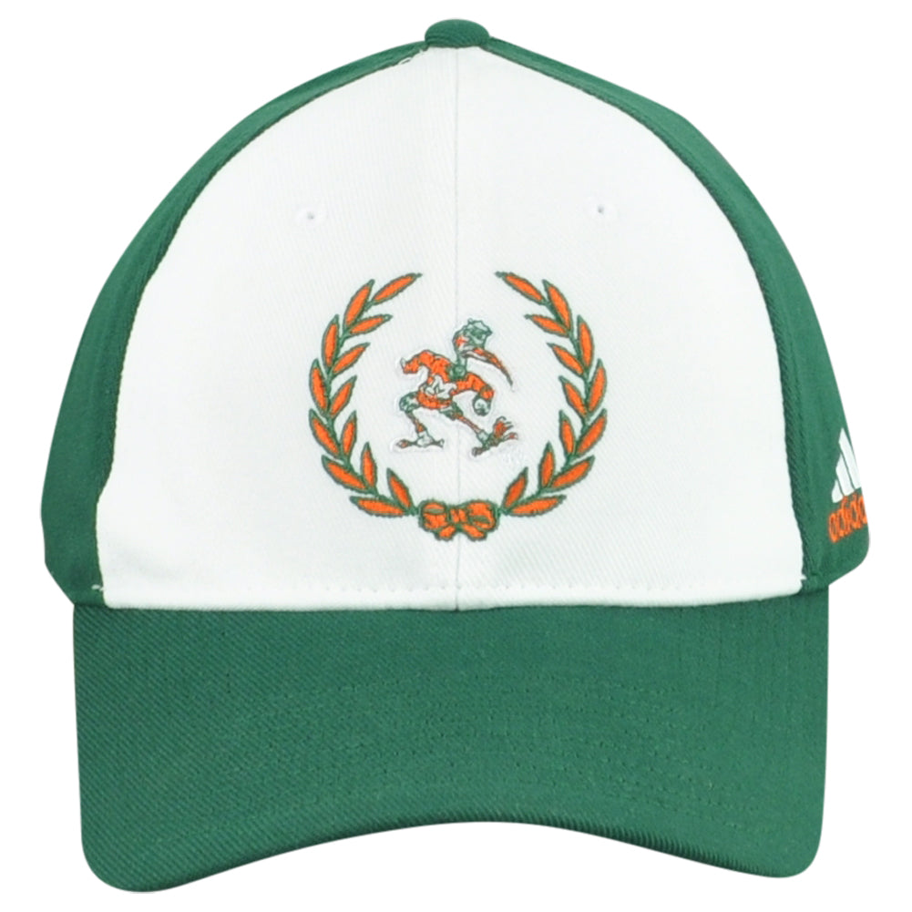 NCAA Adidas Miami Hurricanes 1925 Flex Fit Medium/Large M/L Adult Mascot Hat Cap