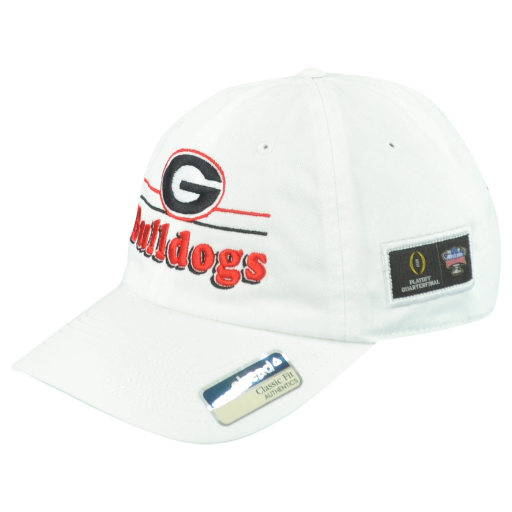NCAA Ahead Georgia Bulldogs Playoff Adjustable Classic Fit Adults White Hat Cap