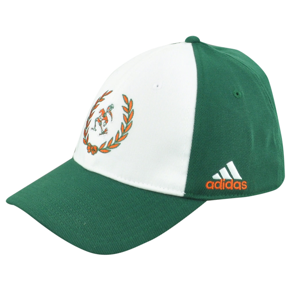NCAA Adidas Miami Hurricanes 1925 Flex Fit Medium/Large M/L Adult Mascot Hat Cap
