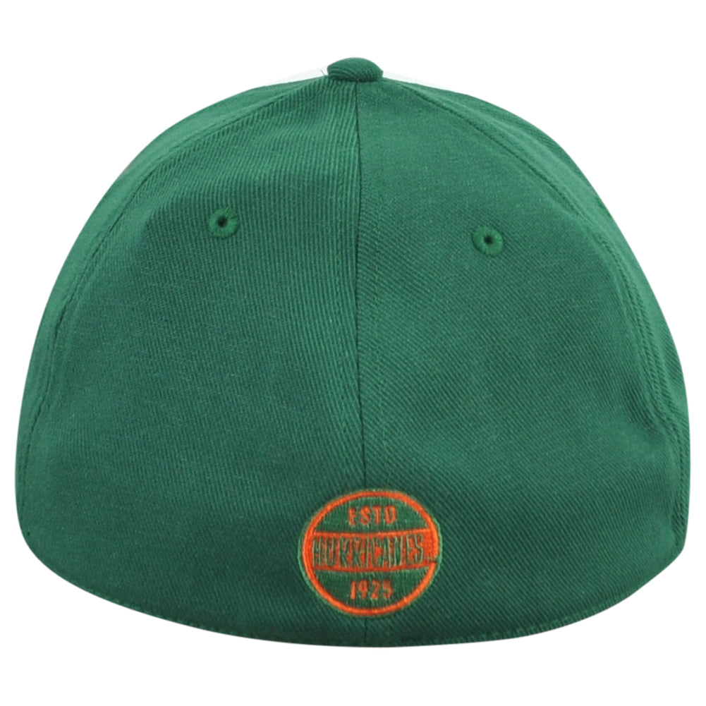 NCAA Adidas Miami Hurricanes 1925 Flex Fit Small/Medium S/M Adult Mascot Hat Cap