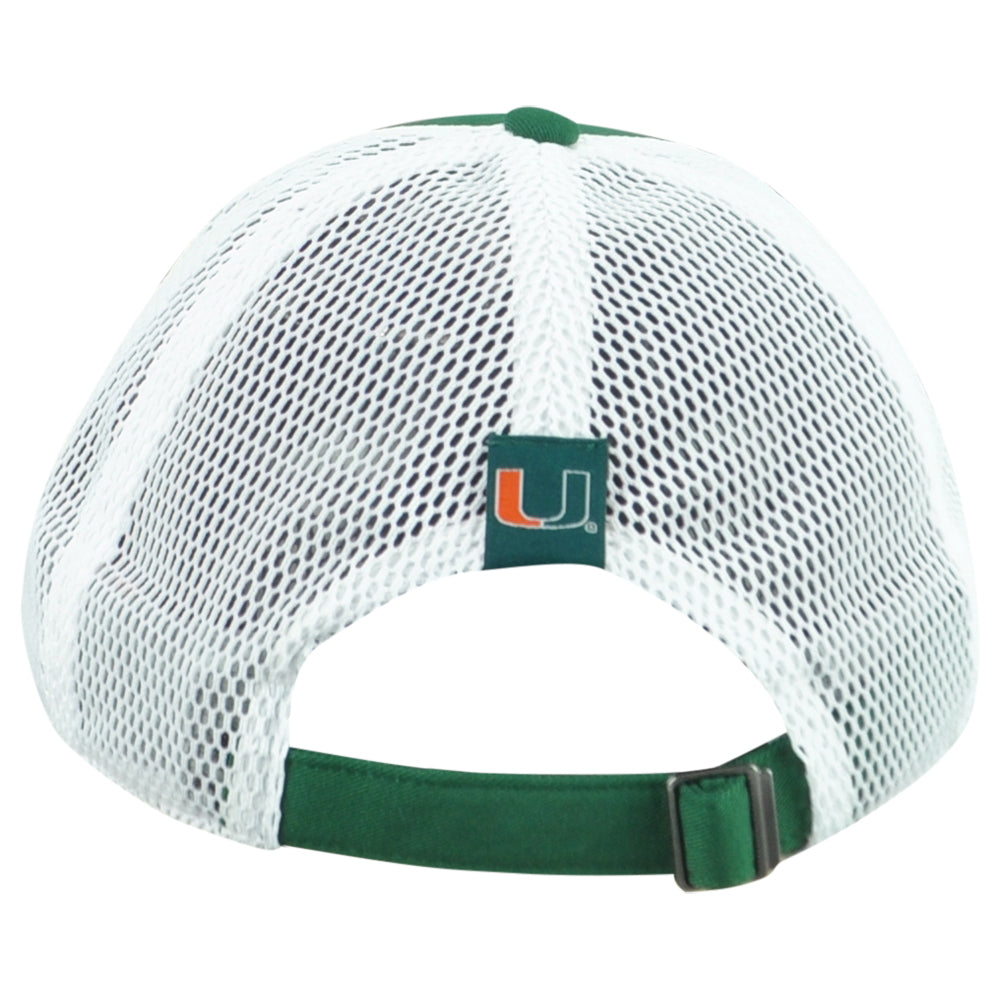 NCAA Adidas Coral Gables Miami Hurricanes Trucker Mesh Curved Bill Adult Hat Cap