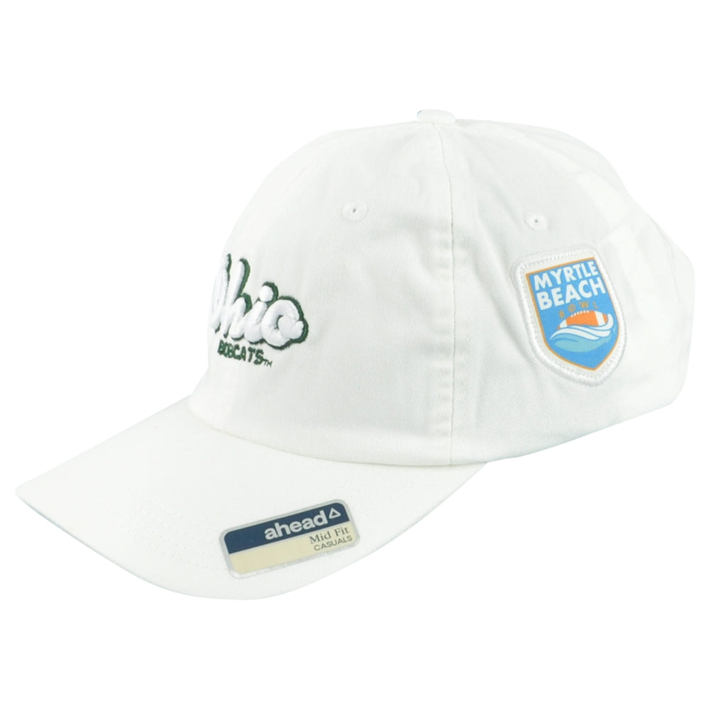 NCAA Ahead Ohio Bobcats Myrtle Beach Bowl White Adjustable Adult Mid Fit Hat Cap