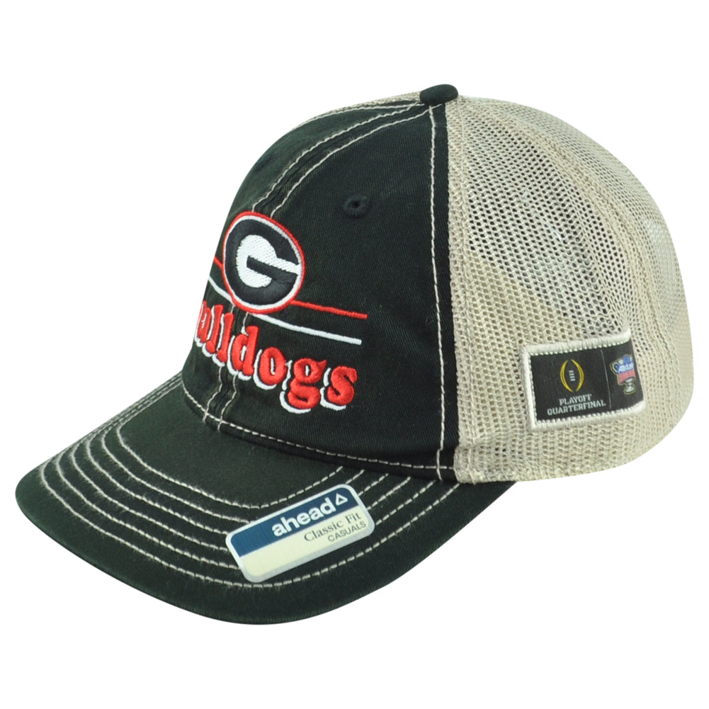 NCAA Ahead Georgia Bulldogs Playoff Trucker Mesh Adults Classic Relaxed Hat Cap