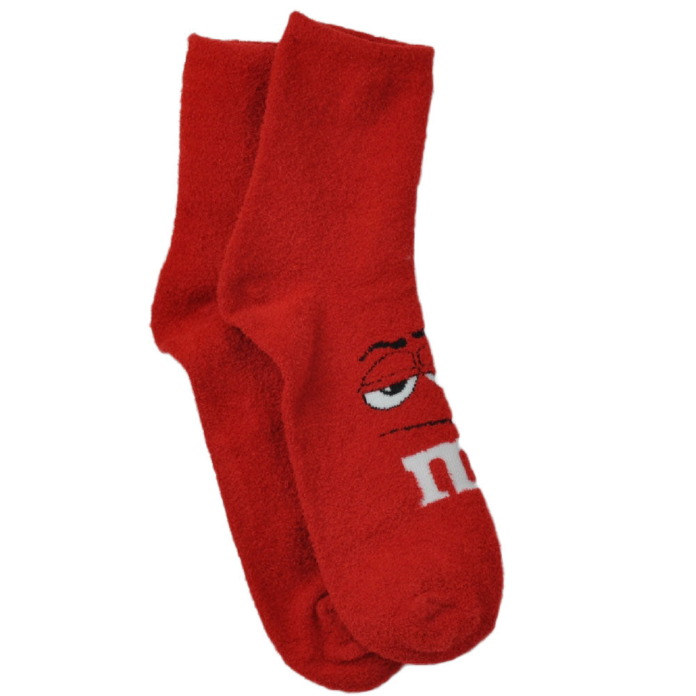 M&M Red Character Face Soft Sock Adult 9-11 Ankle Novelty Candy Chocolate