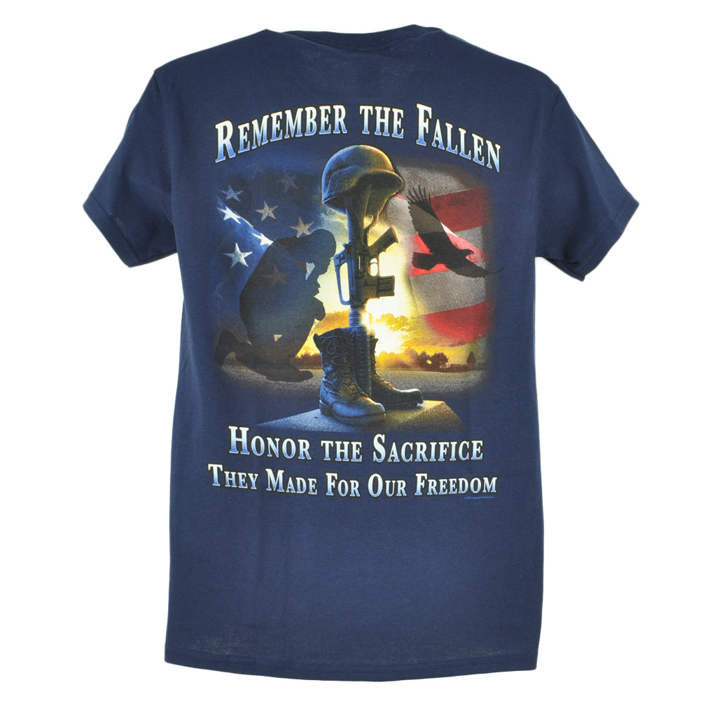 United States US Remember The Fallen Military Blue Short Sleeve Tshirt Tee