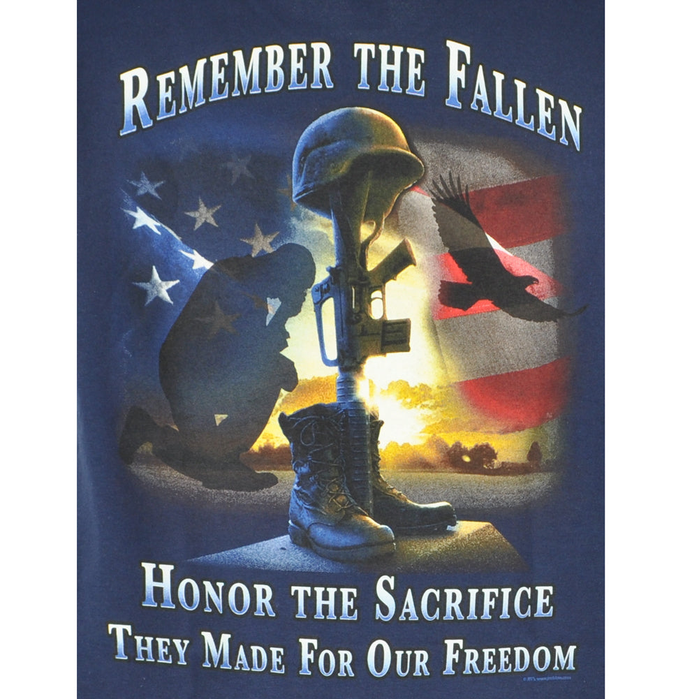 United States US Remember The Fallen Military Blue Short Sleeve Tshirt Tee