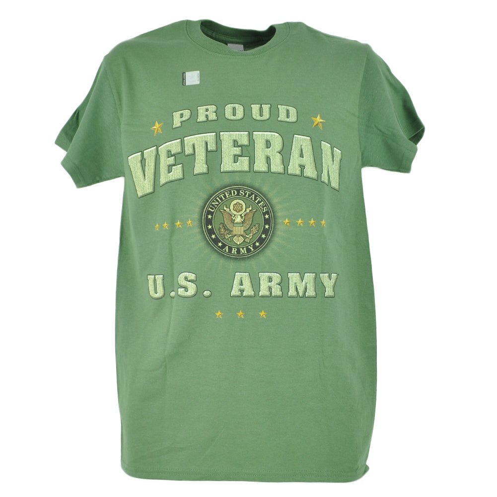 United States US Army Proud Veteran Military Green Crew Neck Tshirt Tee