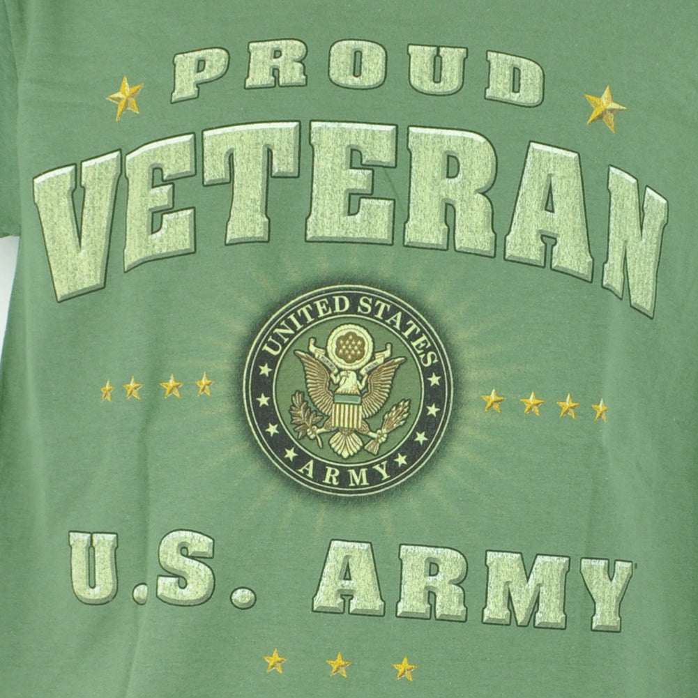 United States US Army Proud Veteran Military Green Crew Neck Tshirt Tee