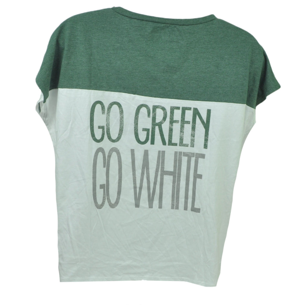 NCAA Michigan State Spartans White Green Tshirt Tee Crew Neck Sports