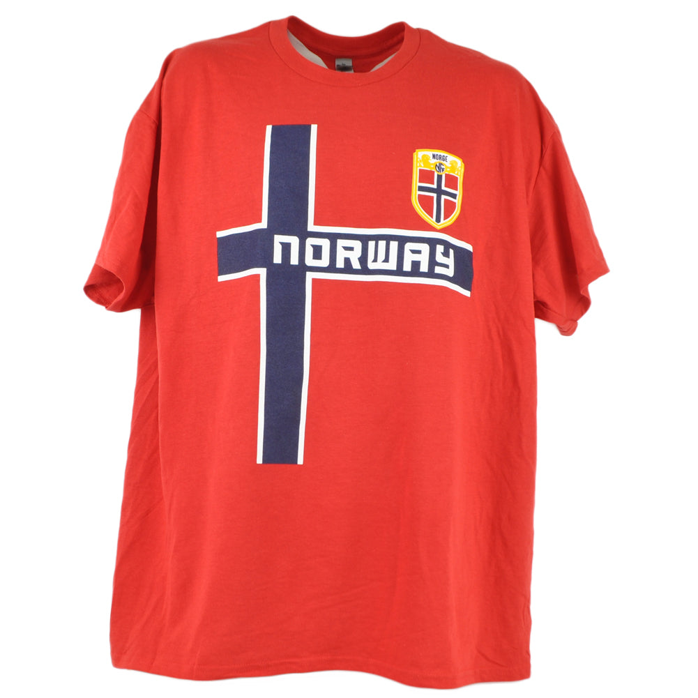 Norway Norge Country Short Sleeve Crew Neck Red Soccer Futbol Tshirt Tee