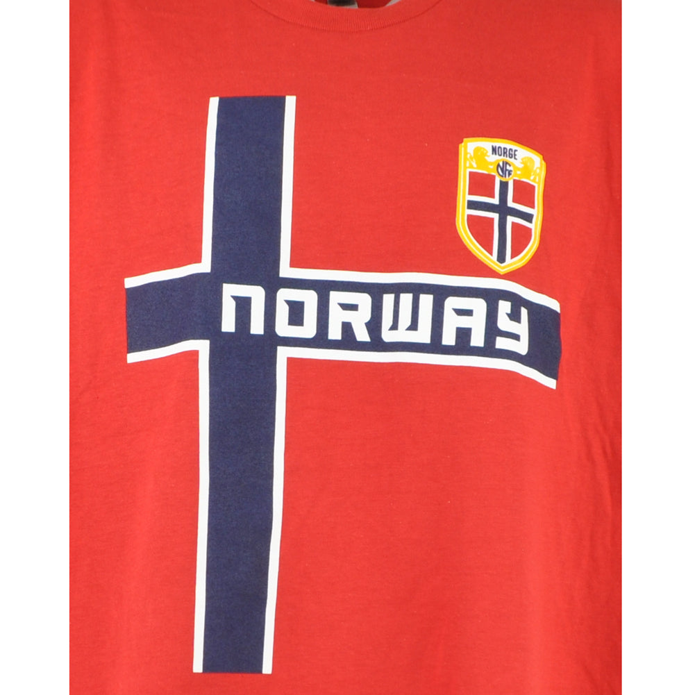 Norway Norge Country Short Sleeve Crew Neck Red Soccer Futbol Tshirt Tee