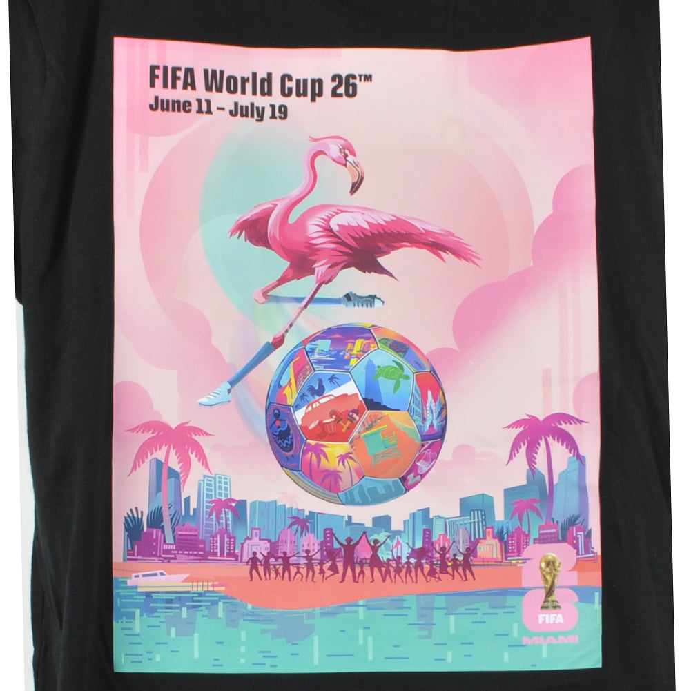 FIFA World Cup 2026 Miami Host City Short Sleeve Black Pink Tshirt Tee