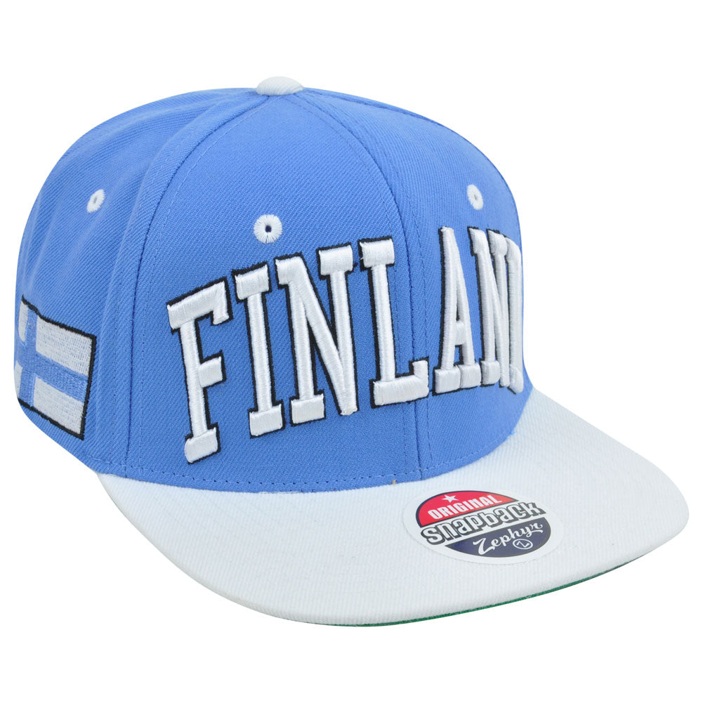 Zephyr Finland Country Flag Super Star Adjustable Snap Back Two Tone Hat Cap