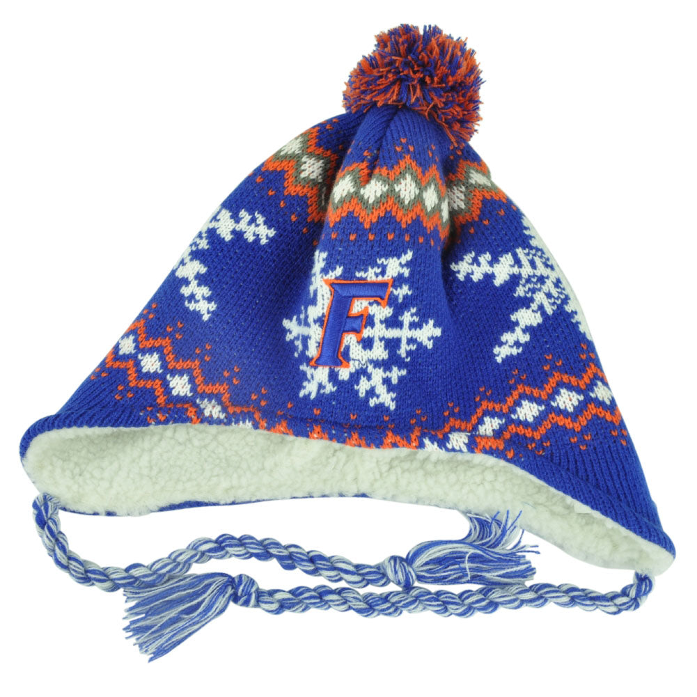 NCAA Florida Gators Jingle Pom Tassels Peruvian Knit Beanie Ear Flap Toque Blue
