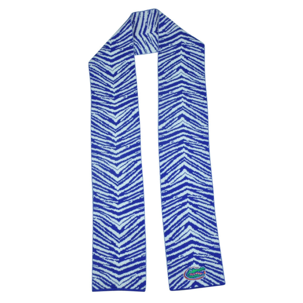 NCAA Florida Gators Long Scarf Winter Acrylic Zebra Stripe Blue White Game Day