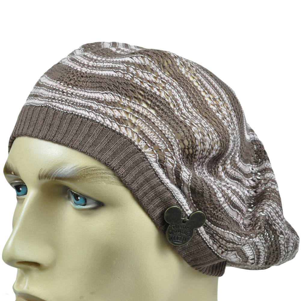Disney Couture World Land Thin Open Weave Slouchy Tami Beret Knit Beanie Hat