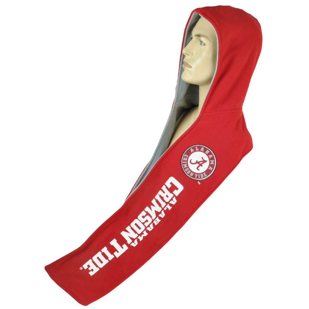 NCAA Alabama Crimson Tide Fleece Hooded Scarf Winter Warmth Game Red Fan Cold
