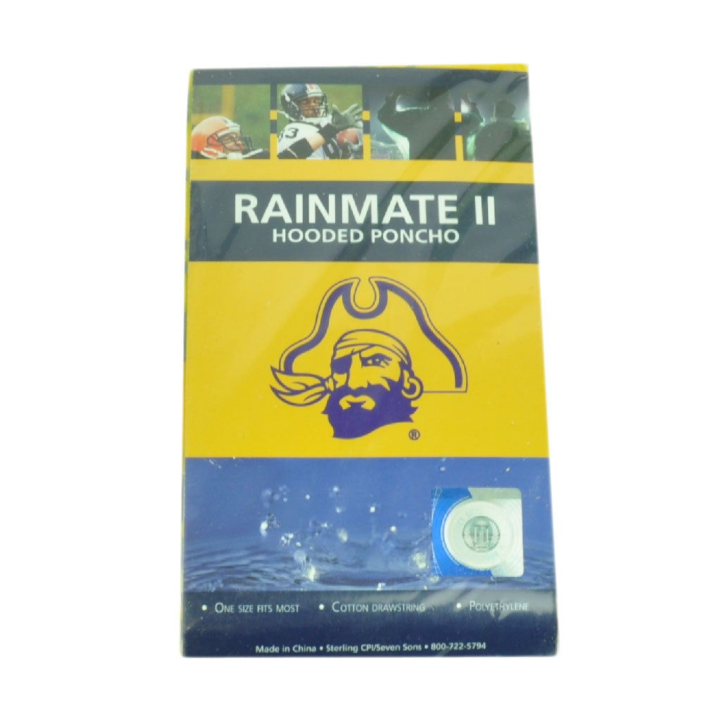 NCAA East Carolina Pirates Hooded Poncho Rain Weather Storm Yellow Adult One Fit