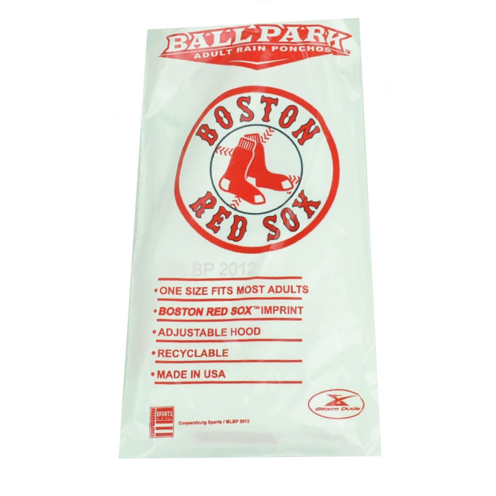 MLB Boston Red Sox Adult Rain Poncho Hooded White Weather Storm One Size Game