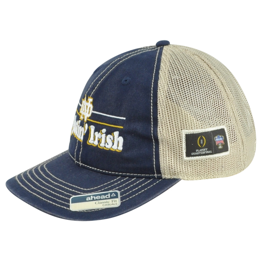NCAA Ahead Notre Dame Fightin' Irish Playoff Trucker Mesh Snapback Adult Hat Cap