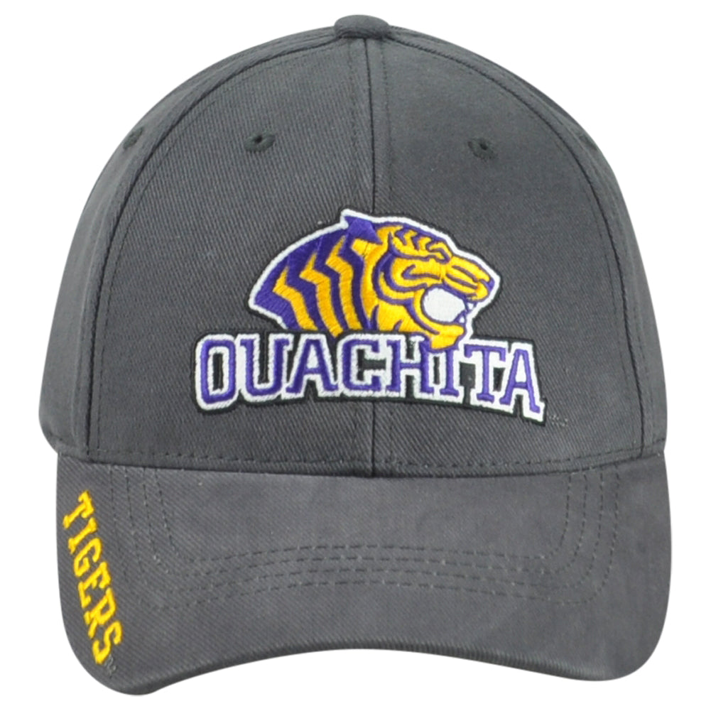 NCAA Captivating Ouachita Tigers Structured Gray Adjustable Adults Men Hat Cap
