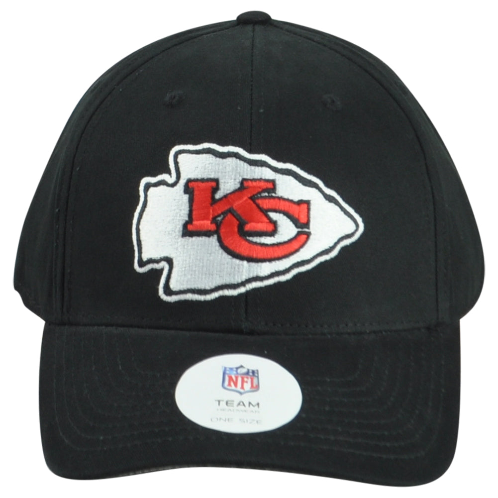 NFL Kansas City Chiefs Structured Black Adults Adjustable Curved Bill Hat Cap