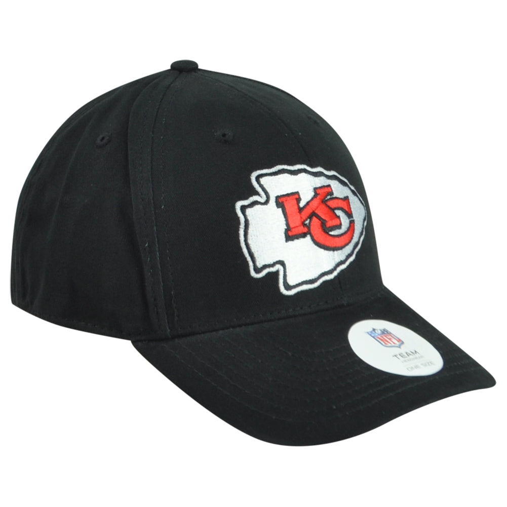 NFL Kansas City Chiefs Structured Black Adults Adjustable Curved Bill Hat Cap