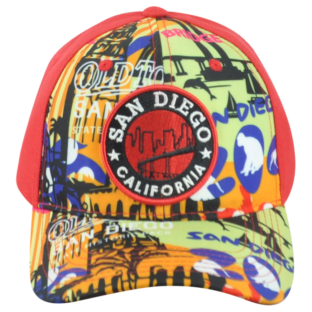 Heve Headwear San Diego California USA Bridge Red Curved Bill Adjustable Hat Cap