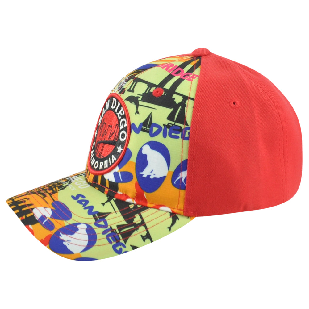 Heve Headwear San Diego California USA Bridge Red Curved Bill Adjustable Hat Cap