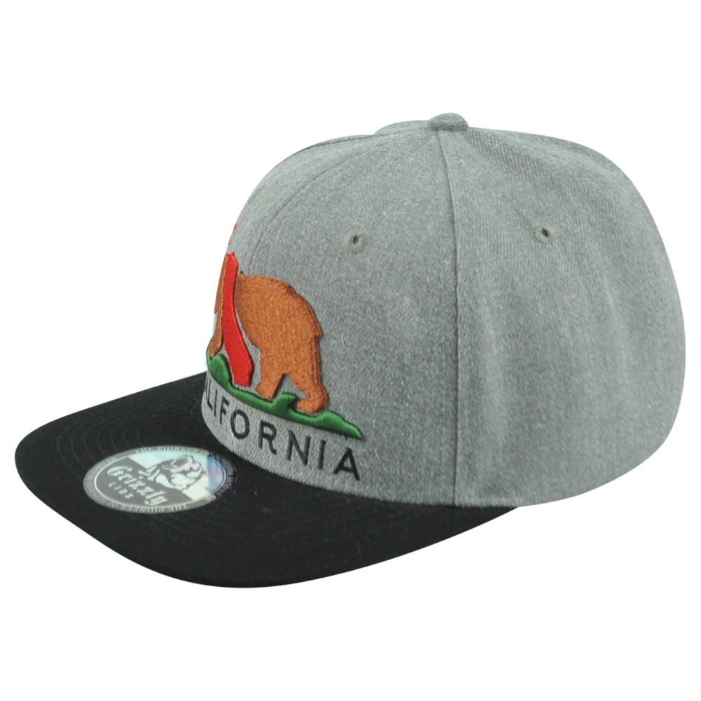 Grizzly Lids California Republic Cali State Bear USA Snapback Flat Bill Hat Cap