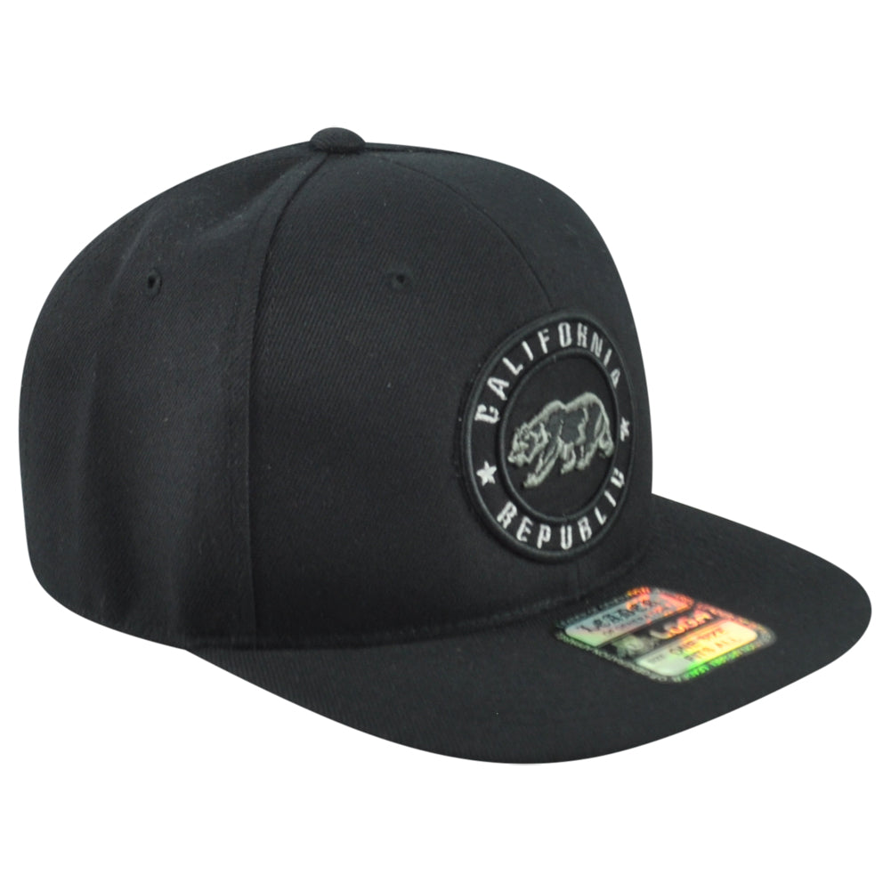 Leader California Republic Cali State Bear USA Black Snapback Flat Bill Hat Cap