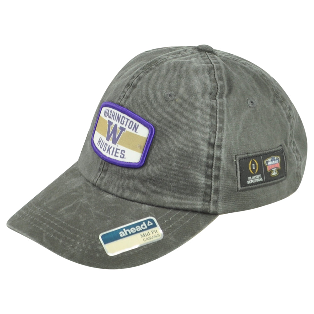 NCAA Ahead Washington Huskies Sugar Bowl Mid Fit Gray Cotton Adjustable Hat Cap