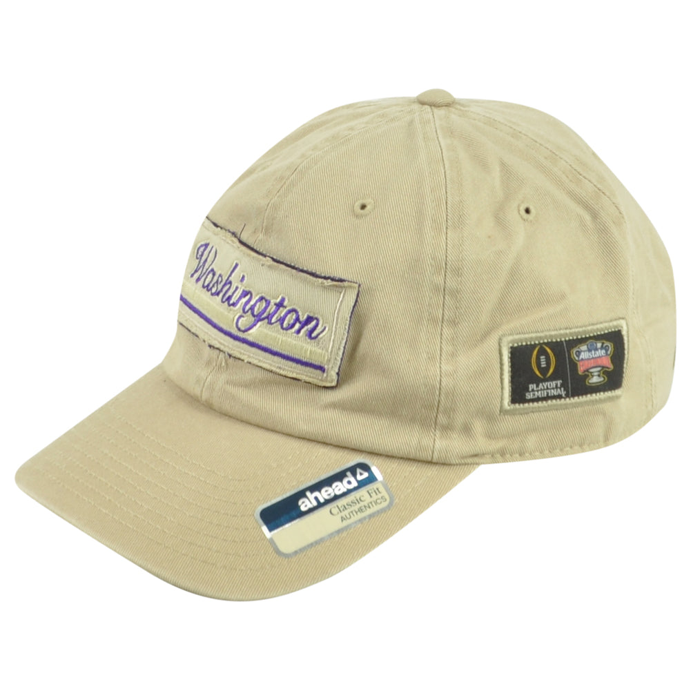 NCAA Ahead Washington Huskies Semifinals Patch Man Mid Fit Adjustable Hat Cap