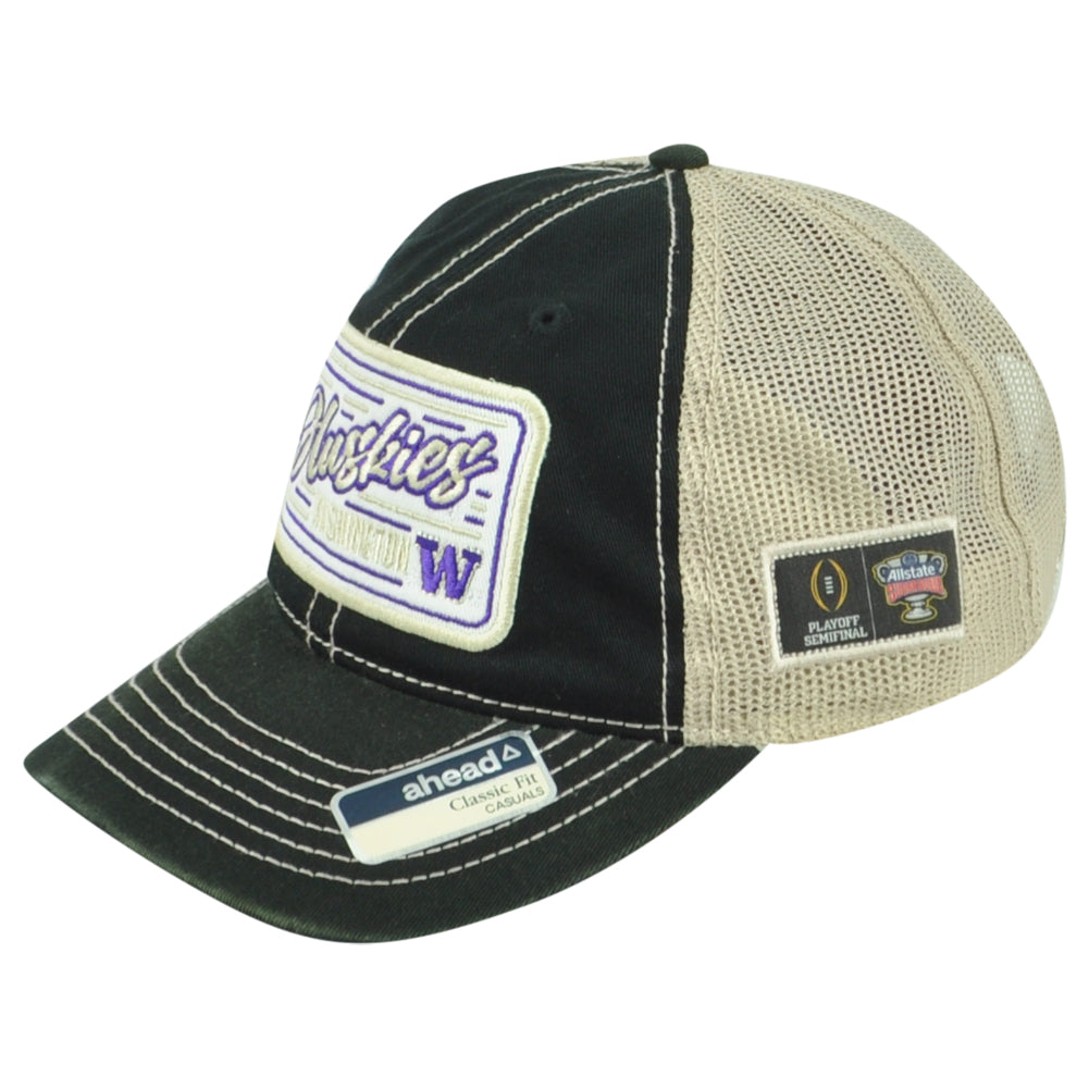 NCAA Ahead Washington Huskies Trucker Mesh Snapback Sugar Bowl Black Man Hat Cap