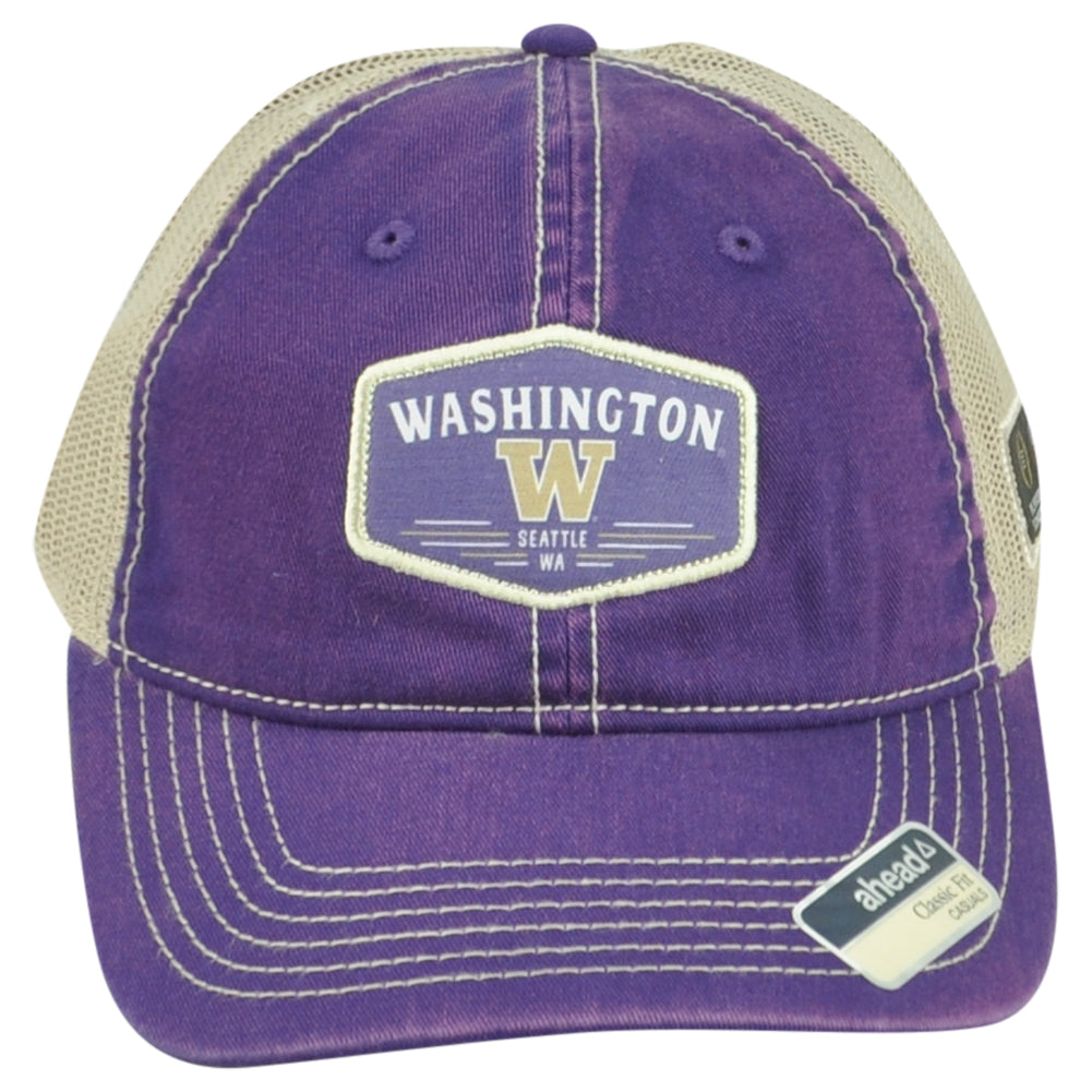 NCAA Ahead Washington Huskies Trucker Mesh Snapback Sugar Bowl Two Color Hat Cap