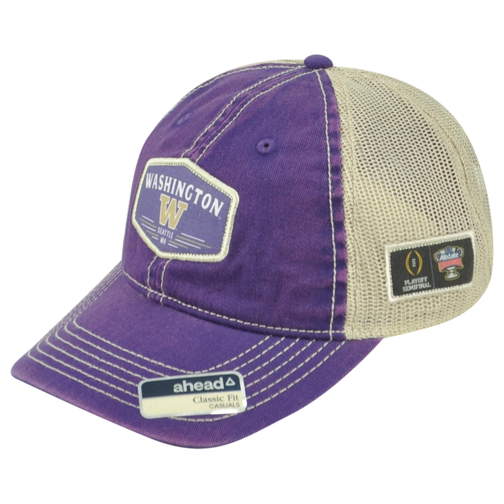 NCAA Ahead Washington Huskies Trucker Mesh Snapback Sugar Bowl Two Color Hat Cap