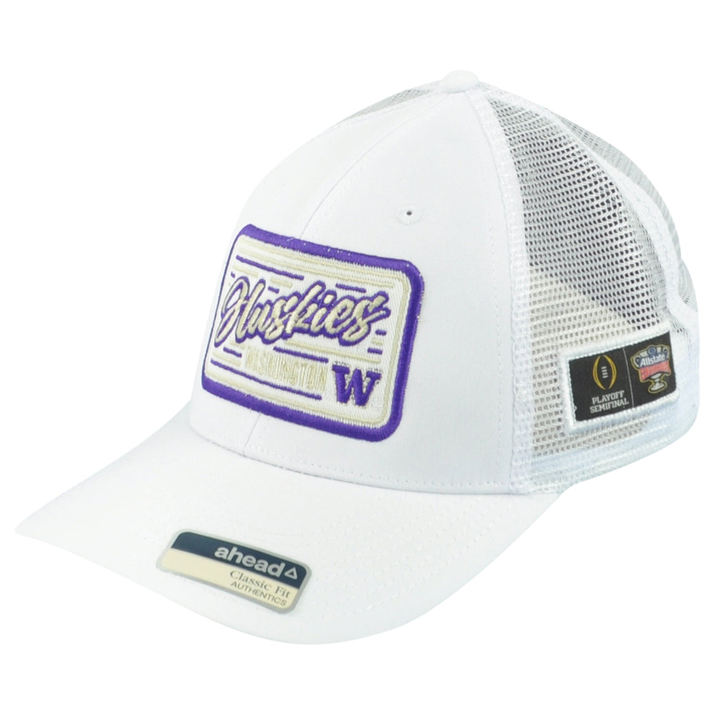 NCAA Ahead Washington Huskies Sugar Bowl Trucker Mesh Snapback White Hat Cap