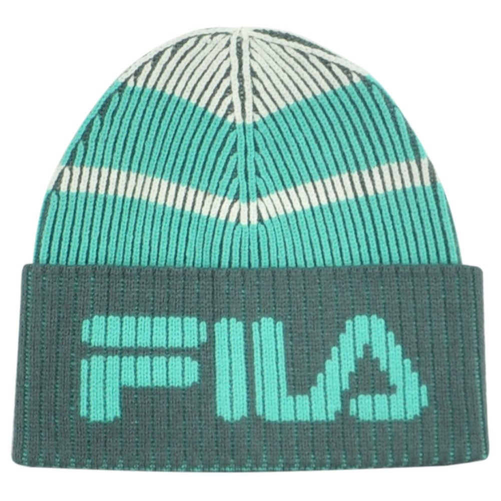 Fila Brand Turquoise Skully Acrylic OFSA Adults Winter Cuffed Knit Beanie Hat