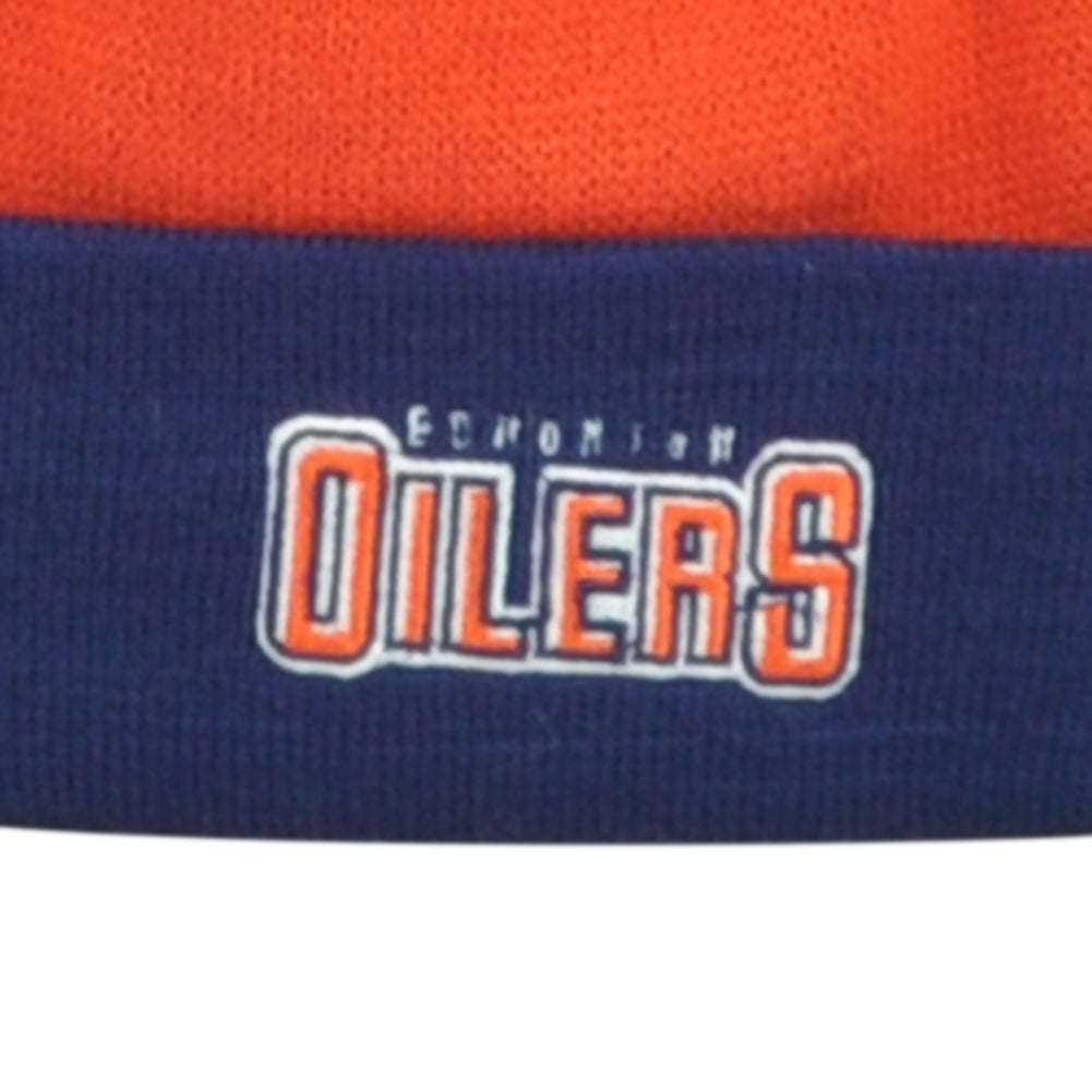 NHL Apparel Edmonton Oilers Kids Child Pom Pom Cuffed Two Colors Knit Beanie Hat