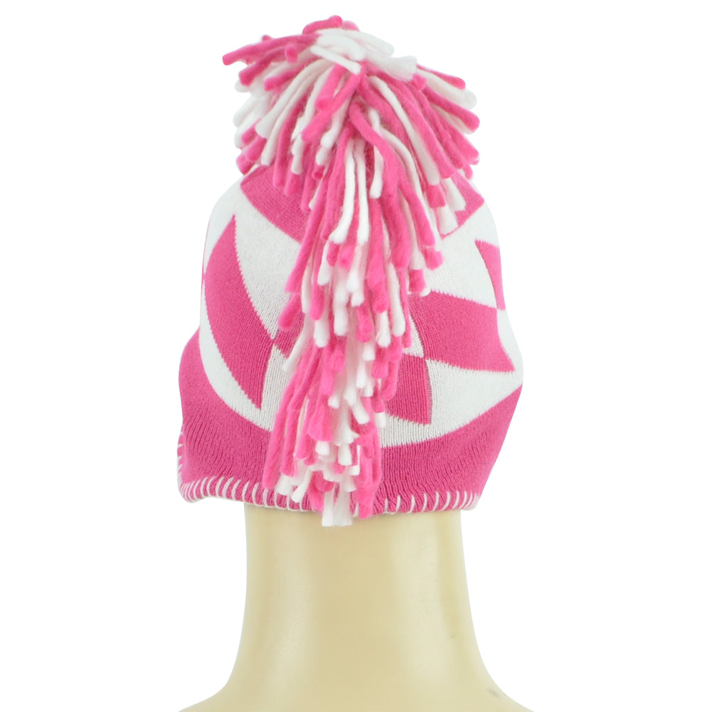 NHL Apparel Edmonton Oilers Girls Youth Pink Mohawk Ear Flaps Knit Beanie Hat