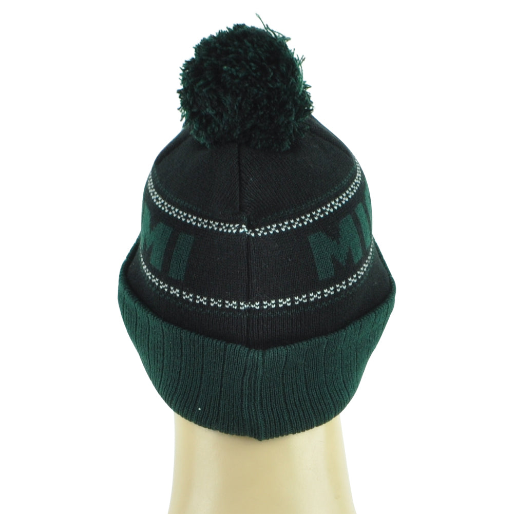 NCAA Miami Hurricanes Kids Youth Black Pom Pom Winter Cuffed Knit Beanie Hat