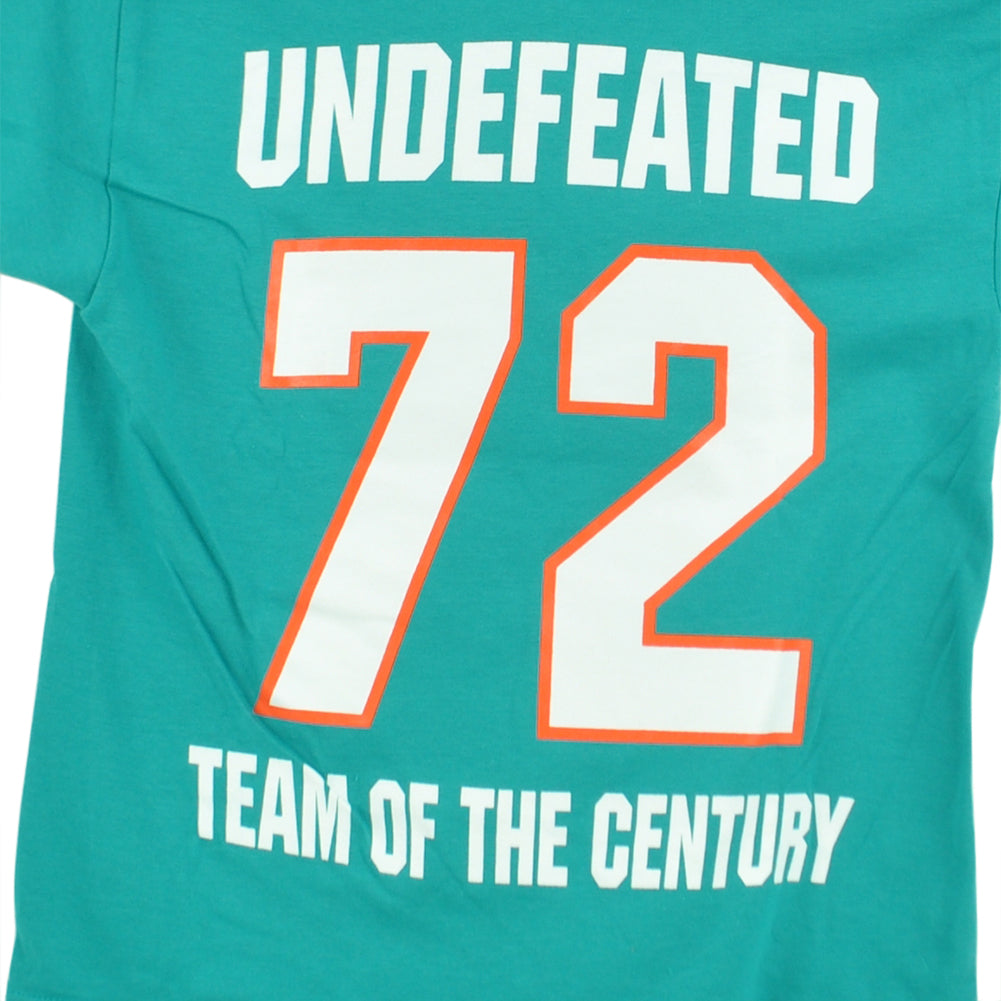 NFL Miami Dolphins Undefeated 72 Team Century Teal Youth Kids Tshirt Tee