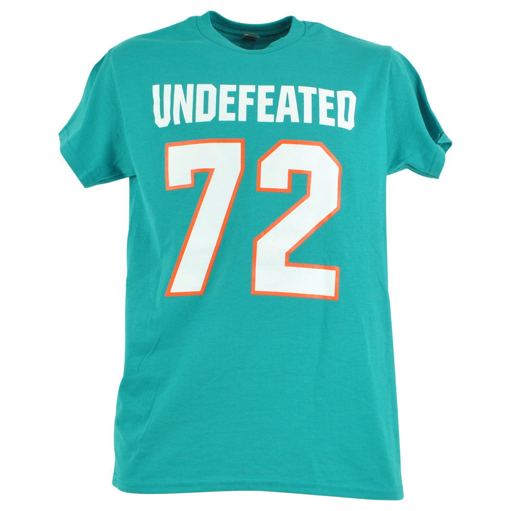 NFL Miami Dolphins Undefeated 72 Team Century Teal Men Adults Tshirt Tee