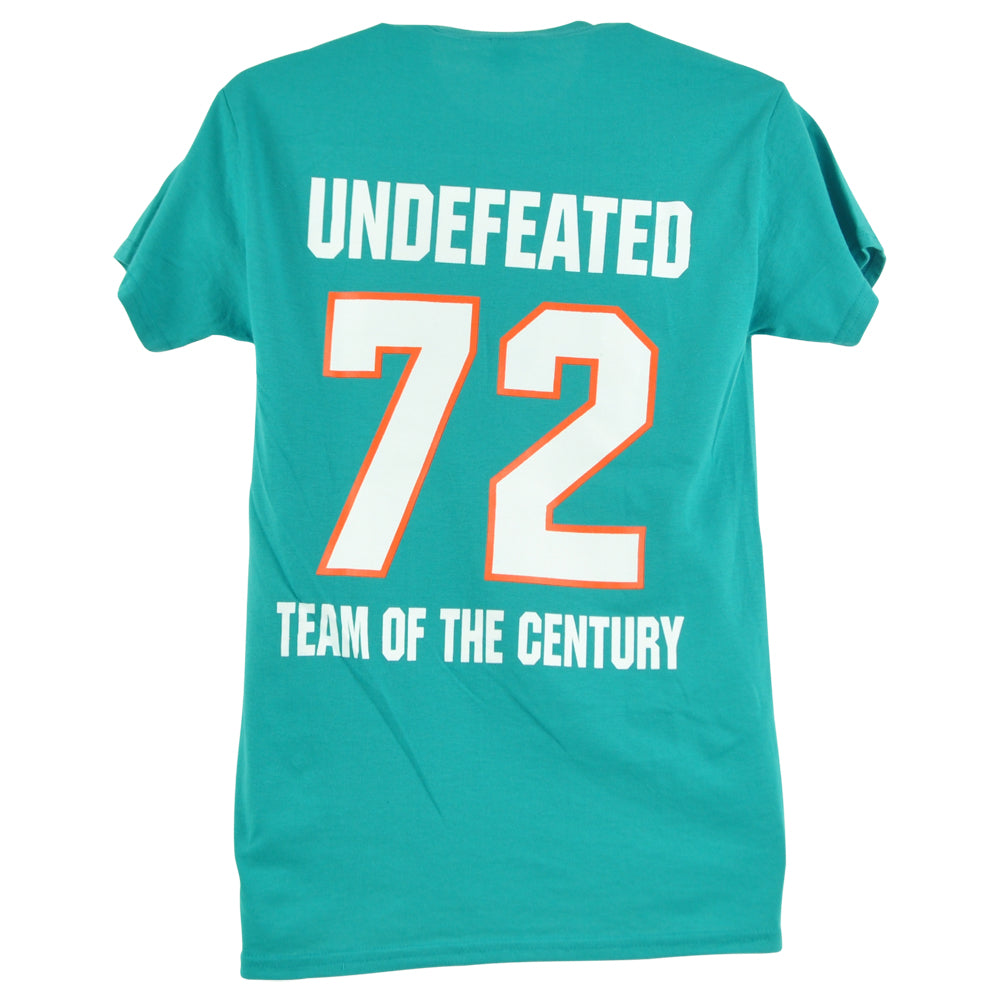 NFL Miami Dolphins Undefeated 72 Team Century Teal Men Adults Tshirt Tee