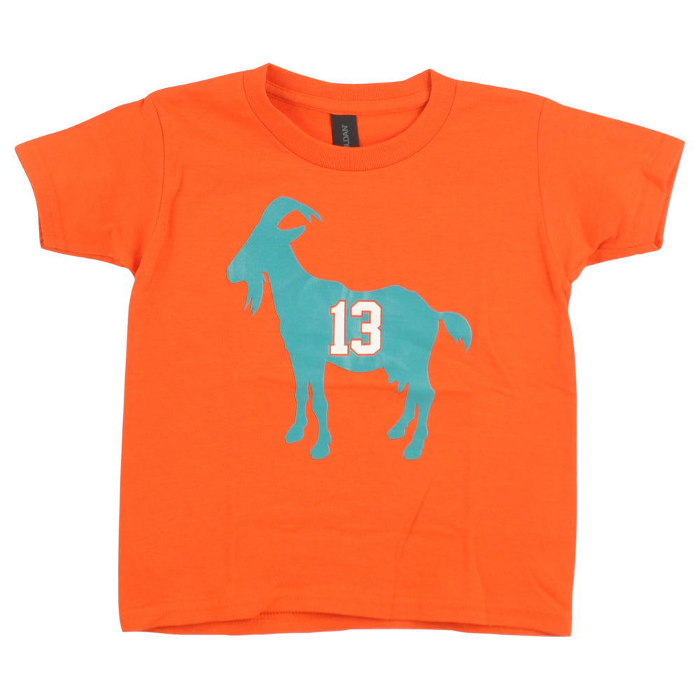 Miami Dolphins Football Dan Marino #13 Goat Orange Youth Child Tshirt Tee